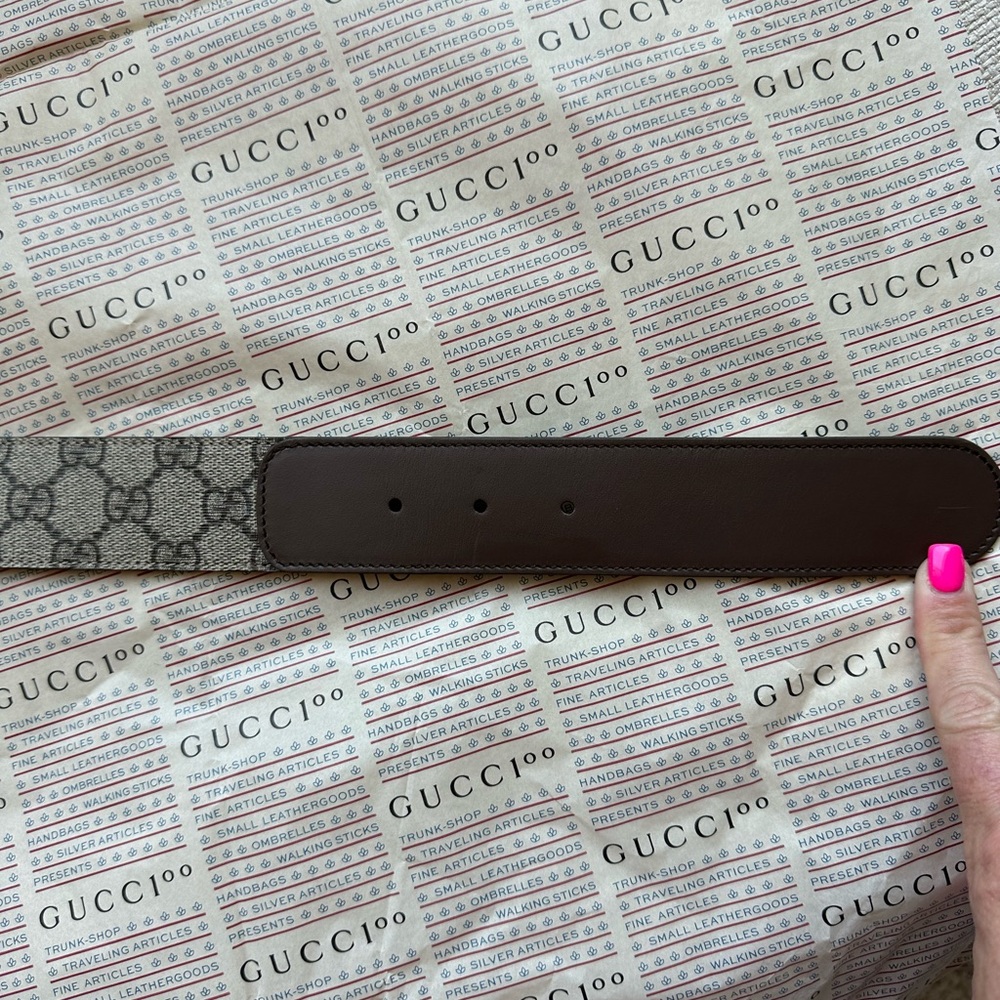 Gucci Beige and Brown Belt with Gold Buckle - Picture 4 of 8